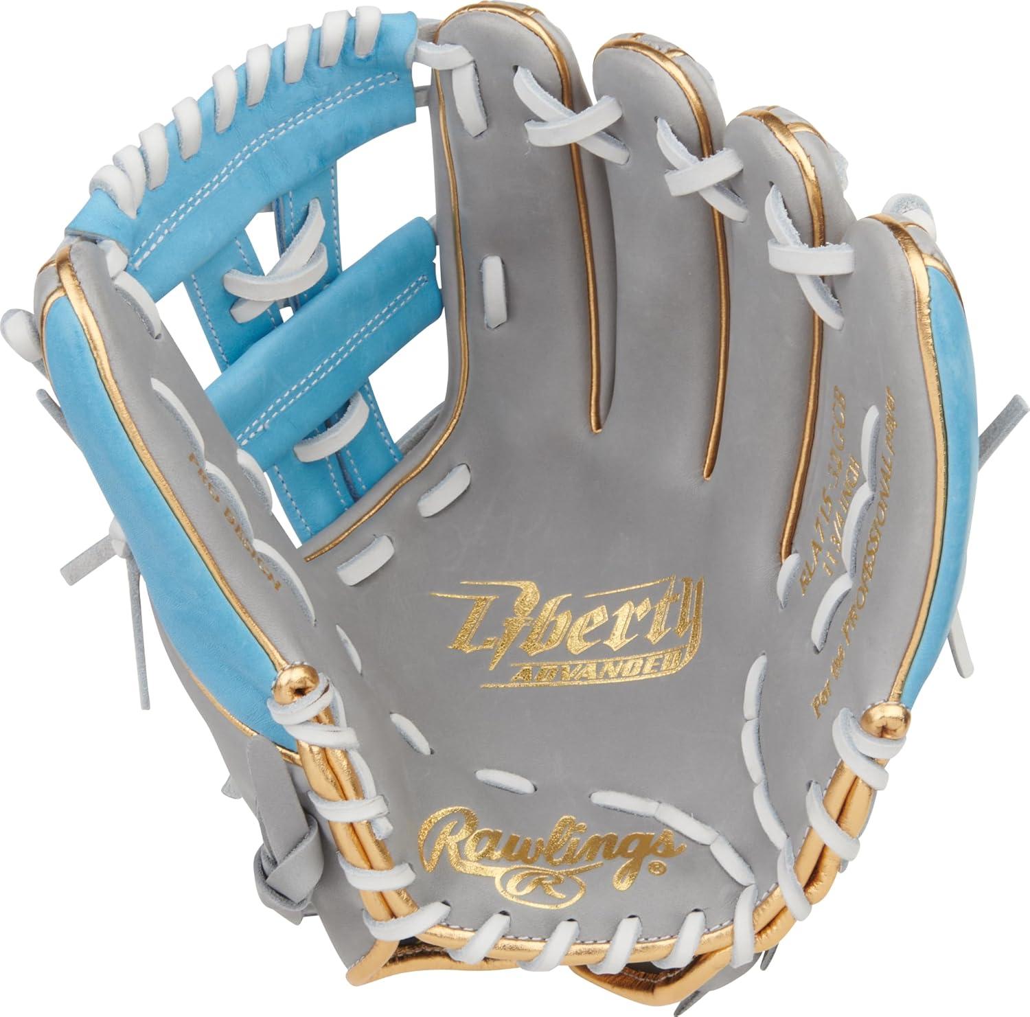 imageRawlings Liberty Advanced Fastpitch Softball Glove Sizes 1175 1325 Multiple StylesGrey Columbia Blue Split Single Post Web