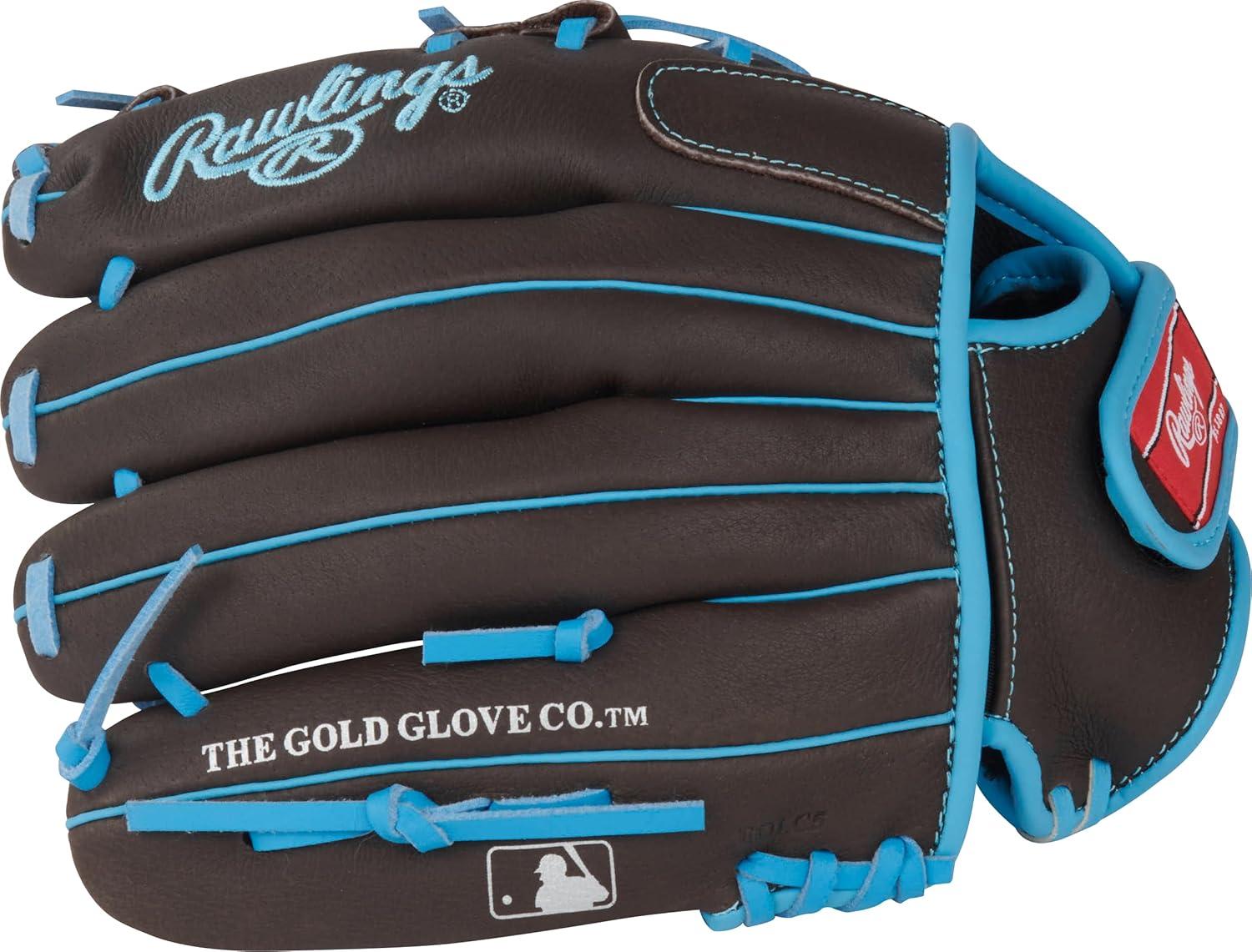 imageRawlings Sure Catch Baseball amp Softball Glove TBall Youth amp Adult Rec Models Multiple Sizes amp StylesMocha Electric Blue