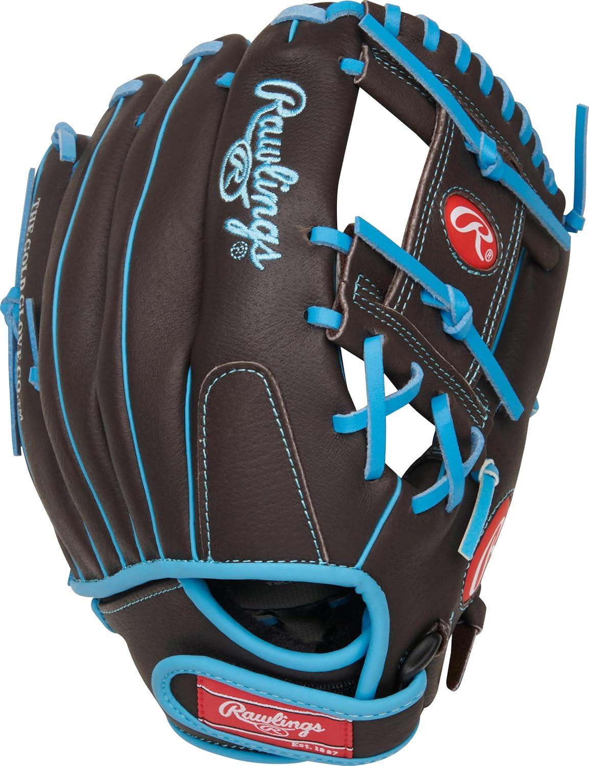 imageRawlings Sure Catch Baseball amp Softball Glove TBall Youth amp Adult Rec Models Multiple Sizes amp StylesMocha Electric Blue