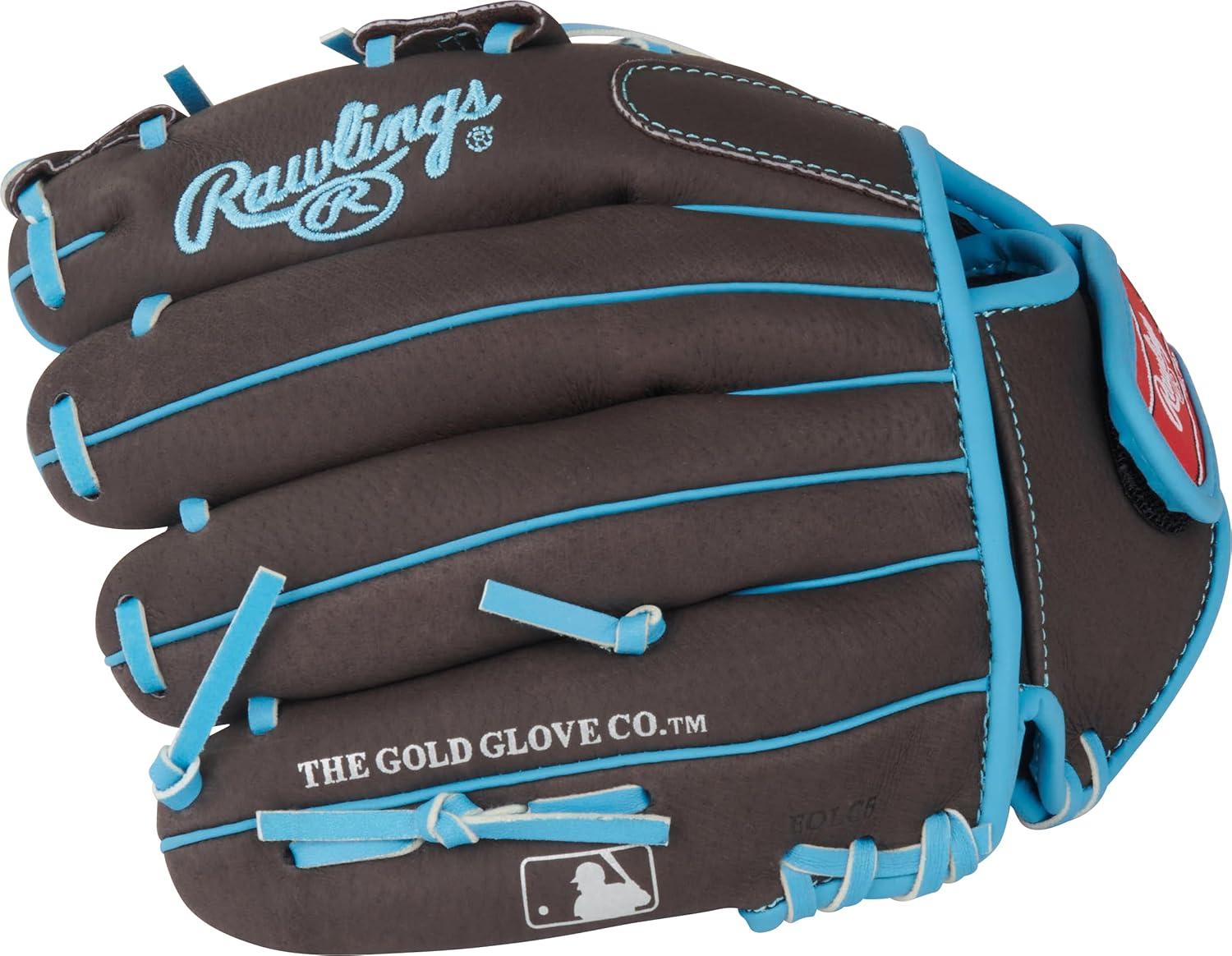 imageRawlings Sure Catch Baseball amp Softball Glove TBall Youth amp Adult Rec Models Multiple Sizes amp StylesMocha Electric Blue
