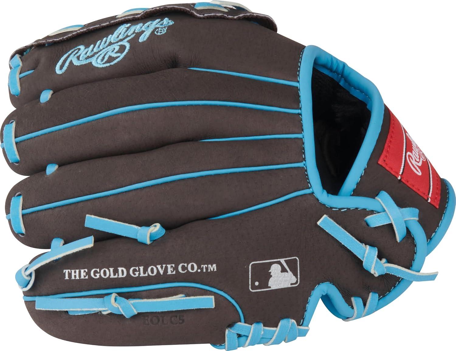 imageRawlings Sure Catch Baseball amp Softball Glove TBall Youth amp Adult Rec Models Multiple Sizes amp StylesMocha Electric Blue