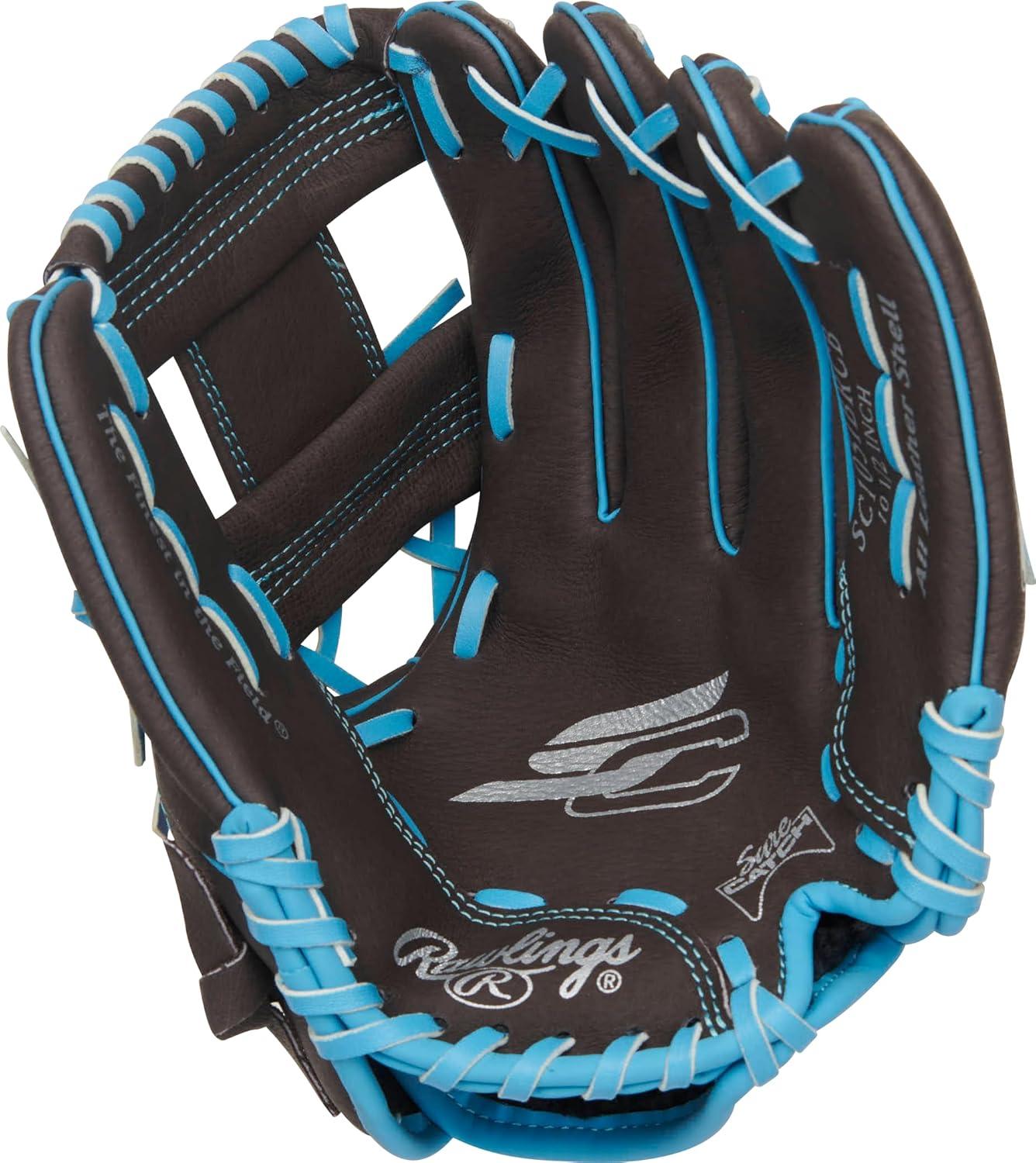imageRawlings Sure Catch Baseball amp Softball Glove TBall Youth amp Adult Rec Models Multiple Sizes amp StylesMocha Electric Blue