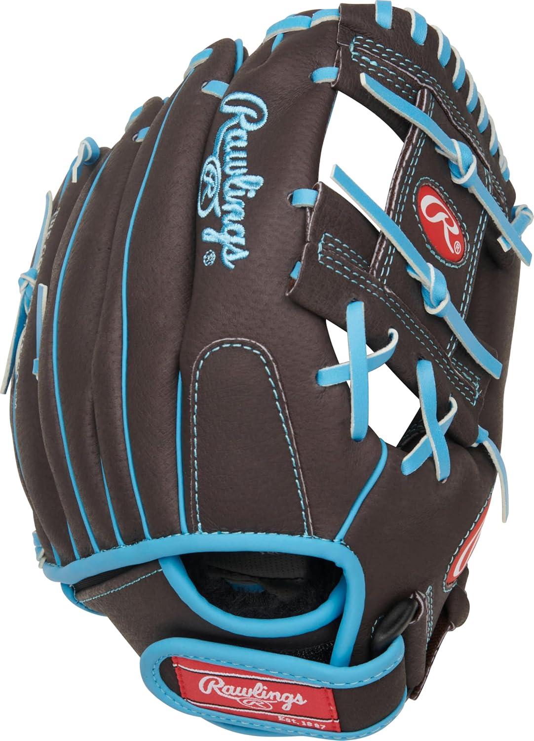 imageRawlings Sure Catch Baseball amp Softball Glove TBall Youth amp Adult Rec Models Multiple Sizes amp StylesMocha Electric Blue