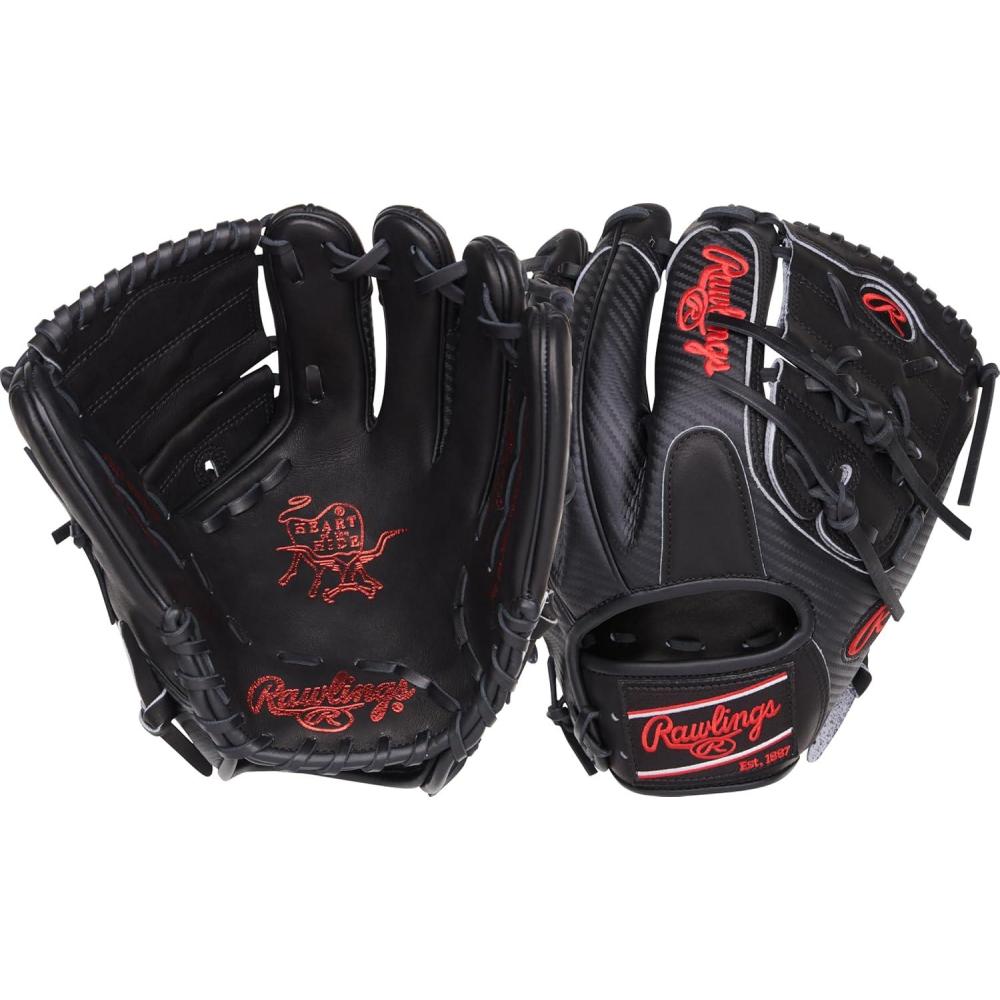 imageRawlings  Heart of The Hide Baseball Glove  Lightweight HYPERSHELL amp SPEEDSHELL Models  Multiple StylesHypershell  2Piece Solid Web  Black  Red