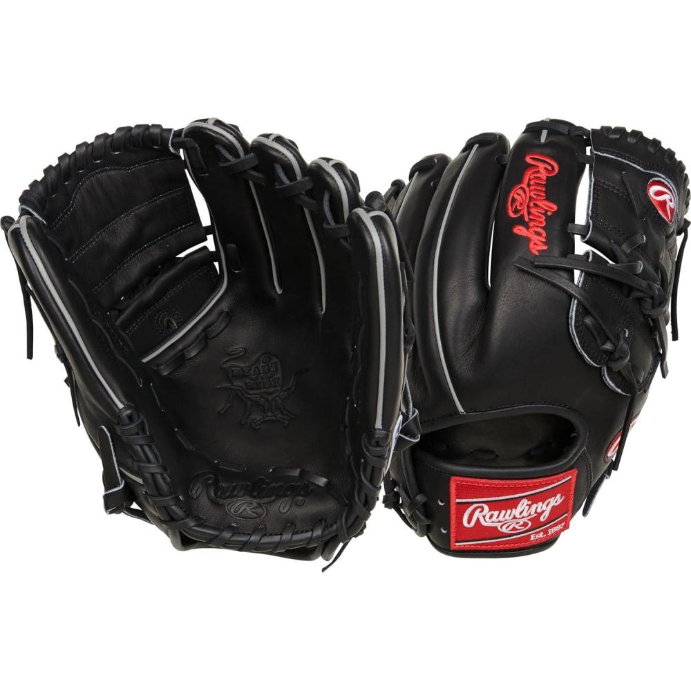 imageRawlings  Heart of The Hide Baseball Glove  Traditional Breakin  Sizes 1125  1275  Multiple StylesBlack  2Piece Solid Web