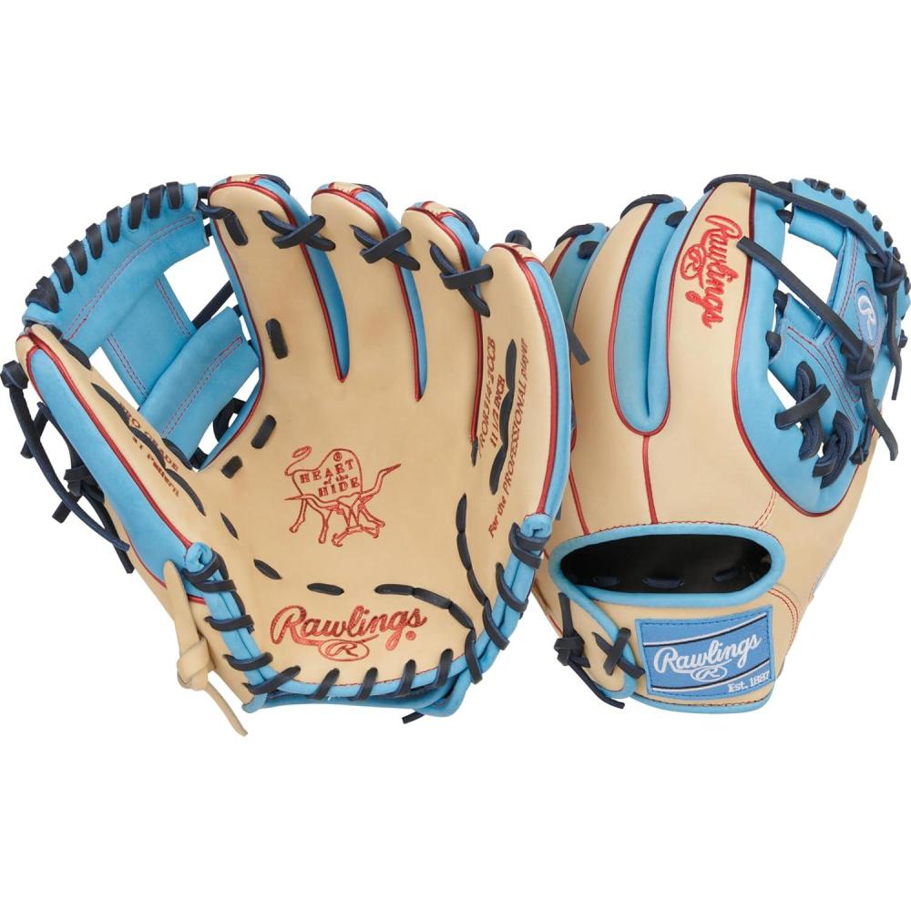 imageRawlings Heart of The Hide Baseball Glove Traditional Breakin Sizes 1125 1275 Multiple StylesCamel Columbia Blue Pro I Web