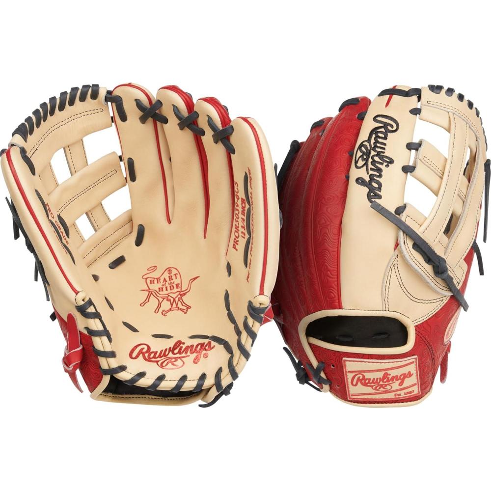 imageRawlings  Heart of The Hide Baseball Glove  Traditional Breakin  Sizes 1125  1275  Multiple StylesCamel  Scarlet  Pro H Web