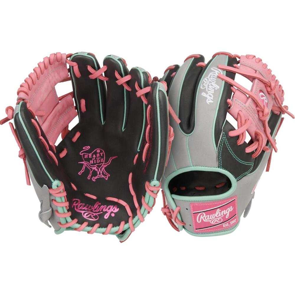 imageRawlings  Heart of The Hide Baseball Glove  Traditional Breakin  Sizes 1125  1275  Multiple StylesDark Shadow  Grey  Pink  Pro I Web