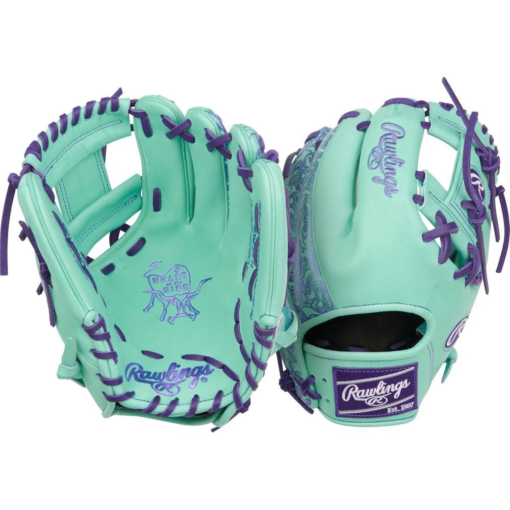 imageRawlings  Heart of The Hide Baseball Glove  Traditional Breakin  Sizes 1125  1275  Multiple StylesMint  Purple  Pro I Web