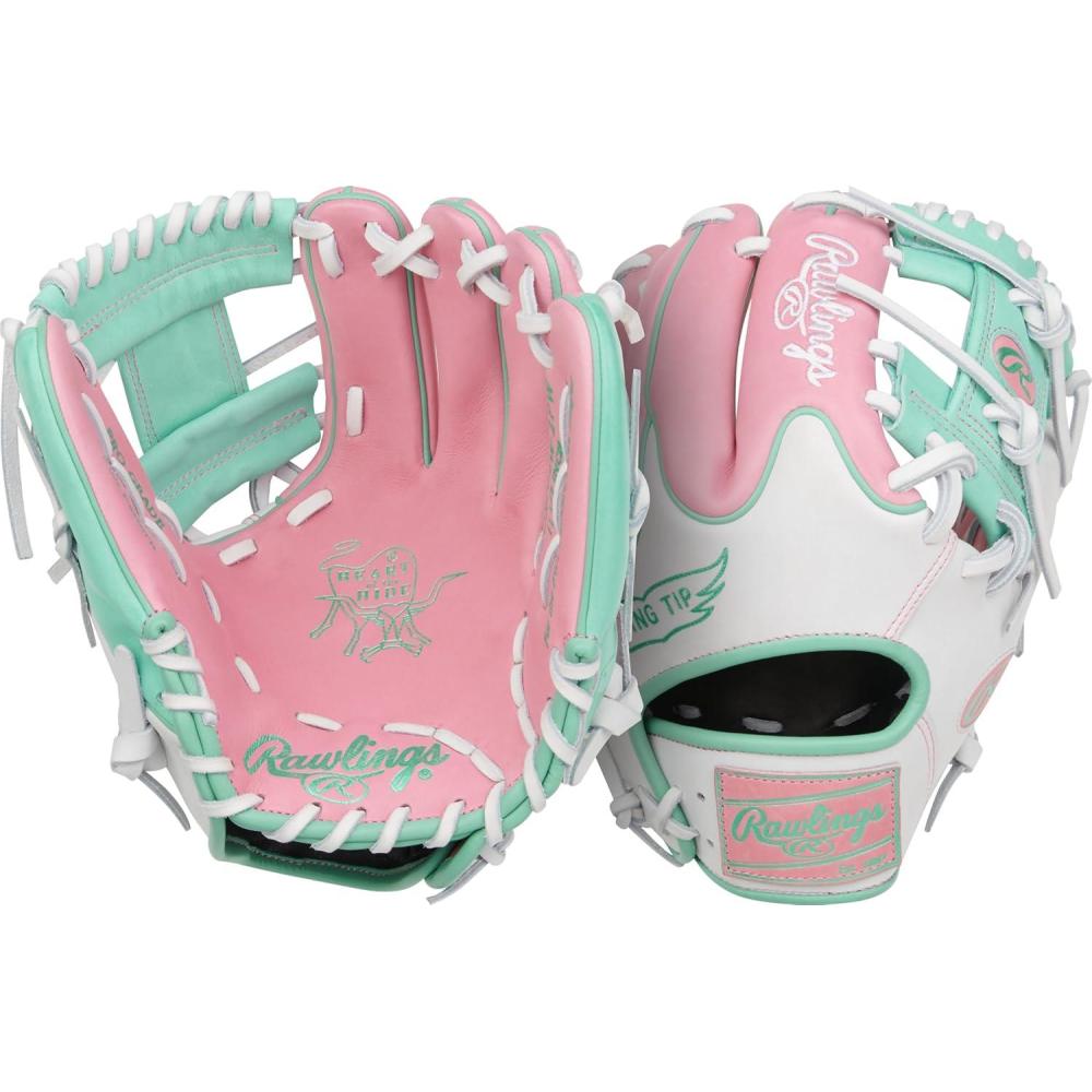 imageRawlings  Heart of The Hide Baseball Glove  Traditional Breakin  Sizes 1125  1275  Multiple StylesPink  White  Mint  Pro I Web