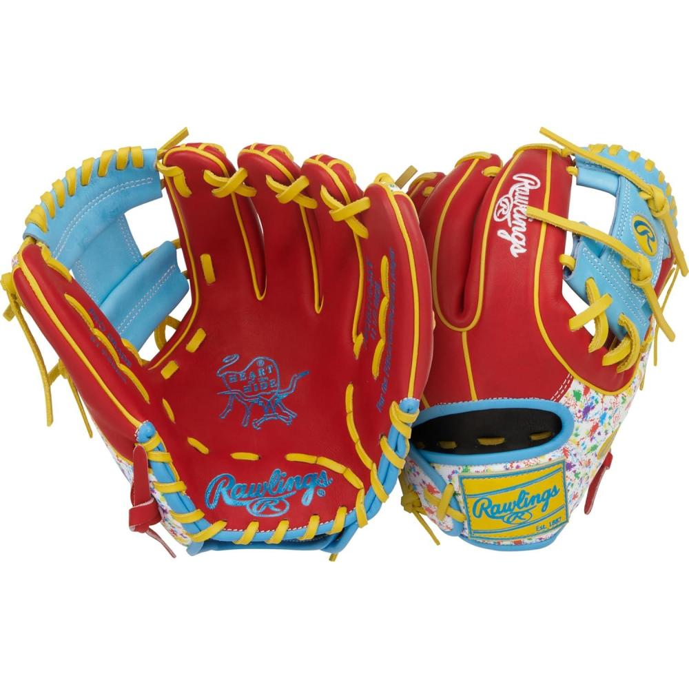 imageRawlings  Heart of The Hide Baseball Glove  Traditional Breakin  Sizes 1125  1275  Multiple StylesScarlet  Splatter  Pro I Web