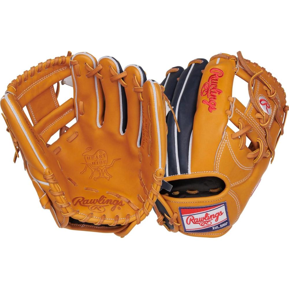 imageRawlings  Heart of The Hide Baseball Glove  Traditional Breakin  Sizes 1125  1275  Multiple StylesTan  Navy  Pro I Web