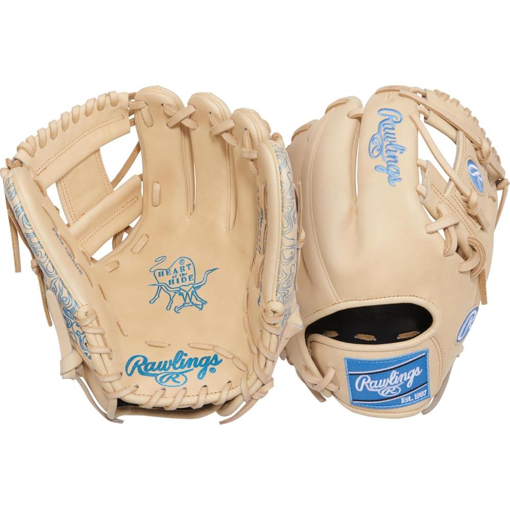 imageRawlings  Heart of The Hide Fastpitch Softball Glove  Sizes 1175  1275  Multiple StylesCamel  Columbia Blue  Pro I Web
