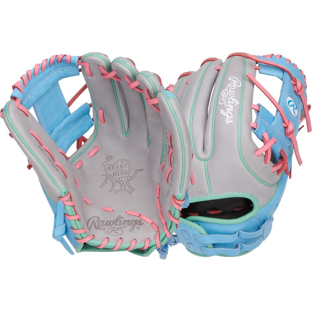 imageRawlings  Heart of The Hide Fastpitch Softball Glove  Sizes 1175  1275  Multiple StylesColumbia Blue  Grey  Pro I Web