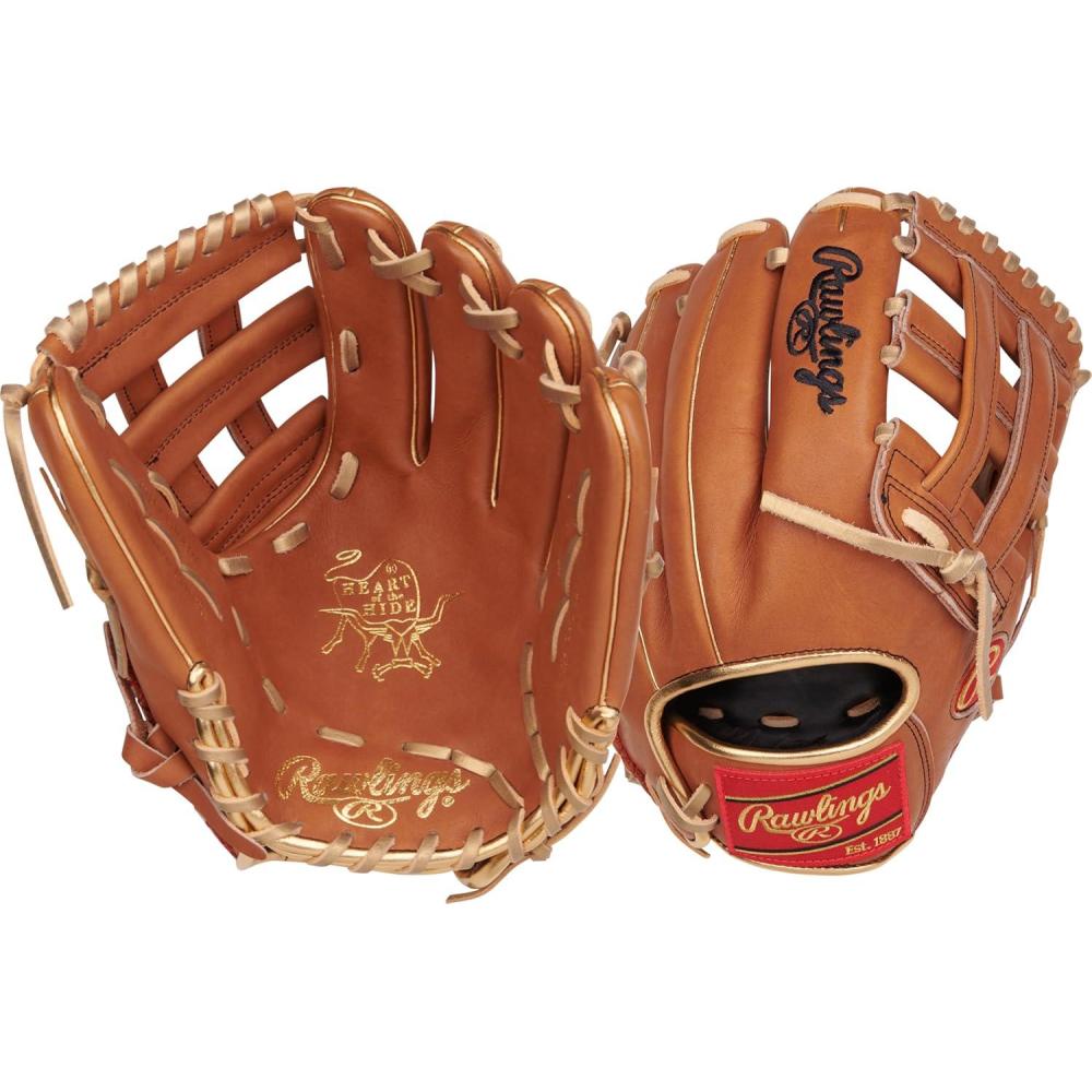 imageRawlings  Heart of The Hide Fastpitch Softball Glove  Sizes 1175  1275  Multiple StylesRomero  Golden Brown  Pro H Web