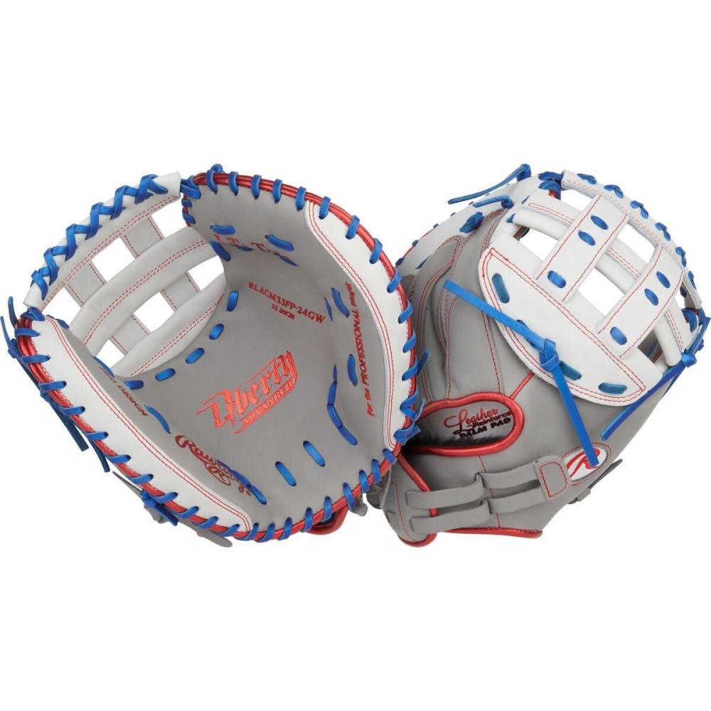 imageRawlings Liberty Advanced Fastpitch Softball Glove Sizes 1175 1325 Multiple StylesGrey White Royal Modified H Web