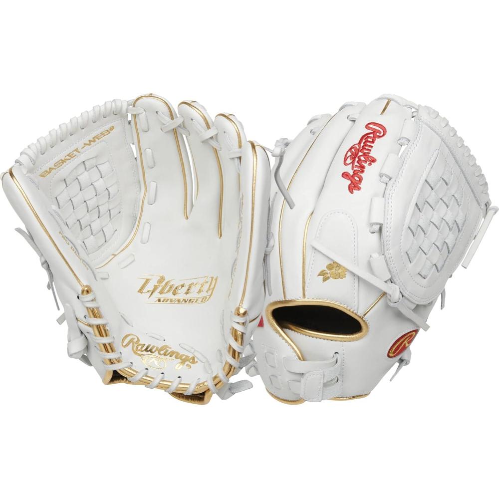 imageRawlings  Liberty Advanced Fastpitch Softball Glove  Sizes 1175  1325  Multiple StylesWhite  Gold  Basket Web