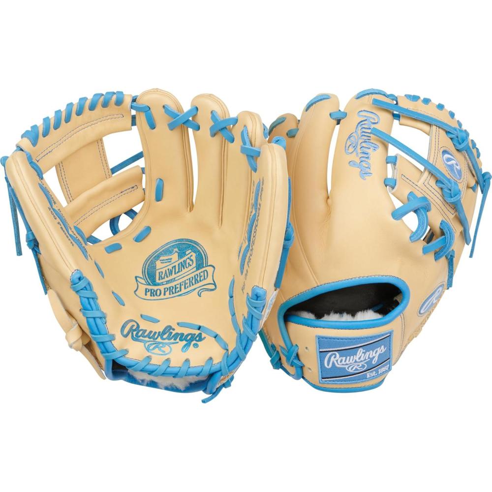 imageRawlings  PRO Preferred Baseball Glove  Sizes 115  1275  Multiple StylesCamel  Columbia Blue Pro I Web