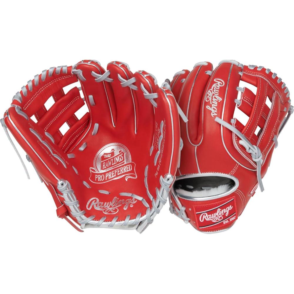 imageRawlings  PRO Preferred Baseball Glove  Sizes 115  1275  Multiple StylesCorrea  Scarlet  Pro H Web