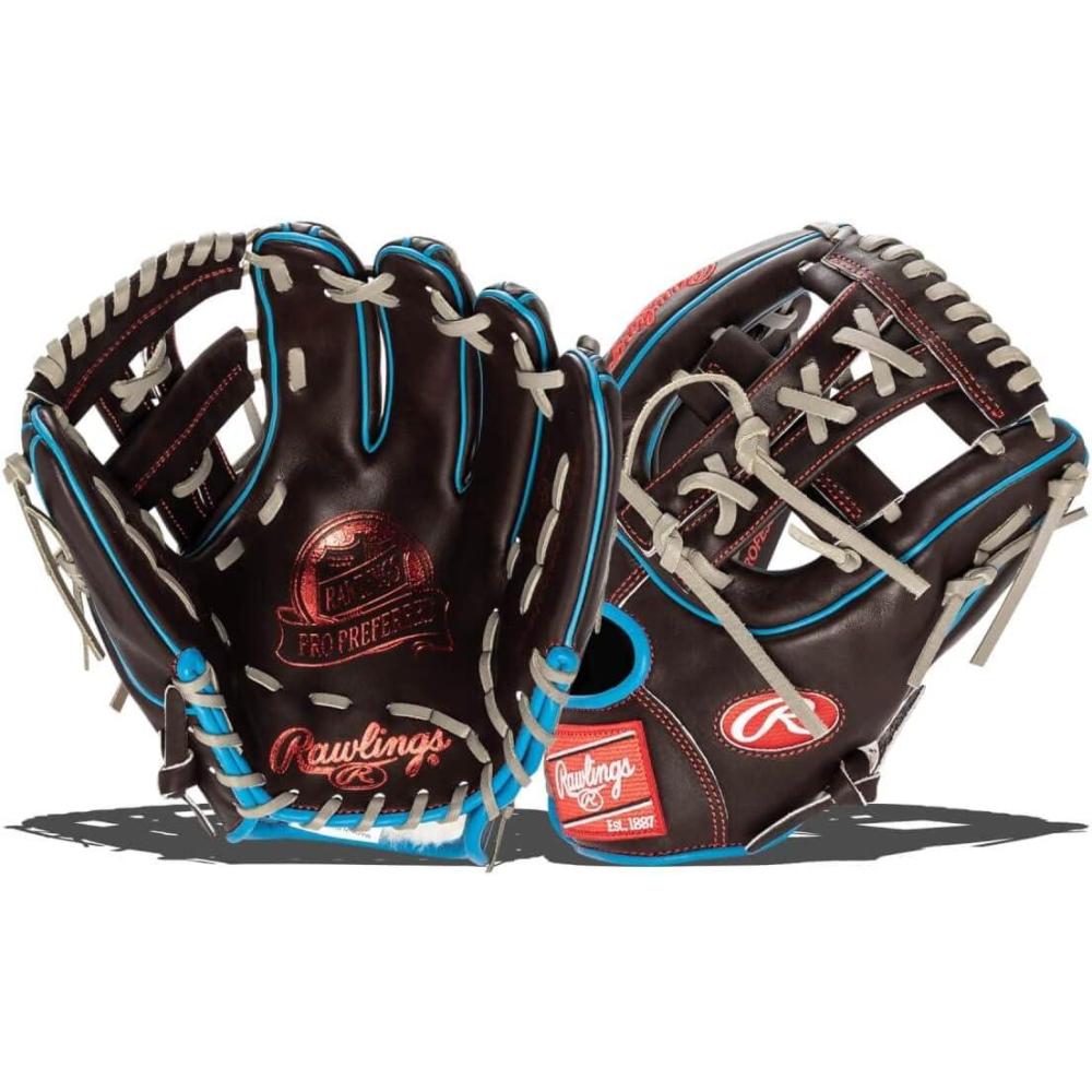 imageRawlings  PRO Preferred Baseball Glove  Sizes 115  1275  Multiple StylesMocha  Columbia Blue  Single Post Web