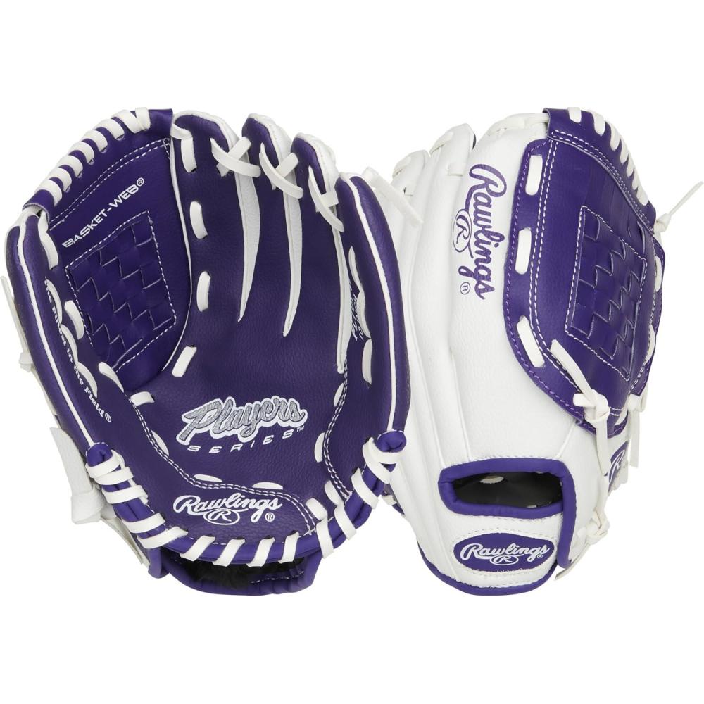 imageRawlings  Players Series TBall amp Youth Baseball Glove  Sizes 9  115  Multiple StylesPurple  White