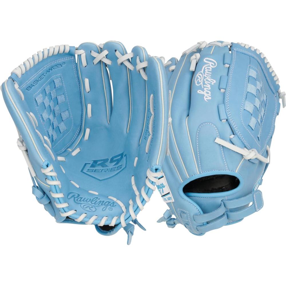 imageRawlings  R9 Fastpitch Softball Glove  Sizes 115  13  Multiple StylesBasket Web  Columbia Blue