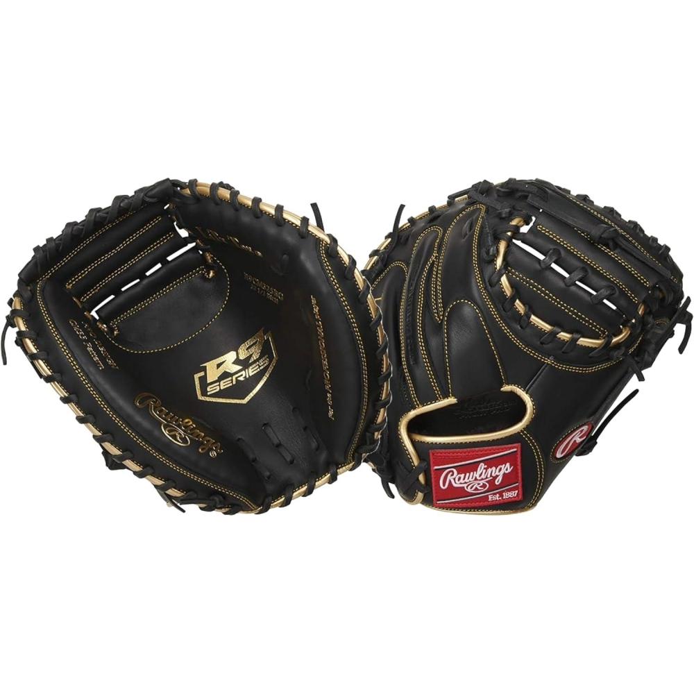 imageRawlings  R9 Series Baseball Glove  Sizes 115  1275  Multiple Styles1Piece Solid Web  Black  Gold