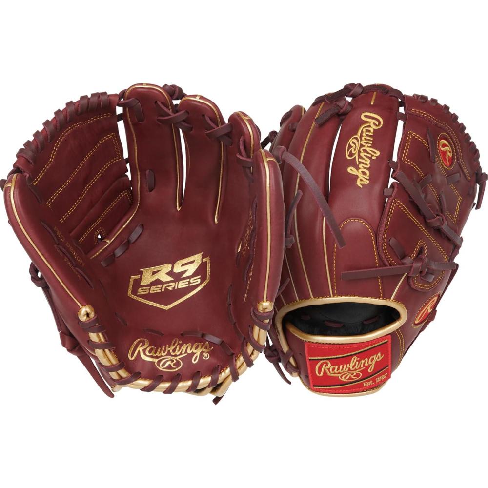 imageRawlings  R9 Series Baseball Glove  Sizes 115  1275  Multiple StylesSherry  2Piece Solid Web