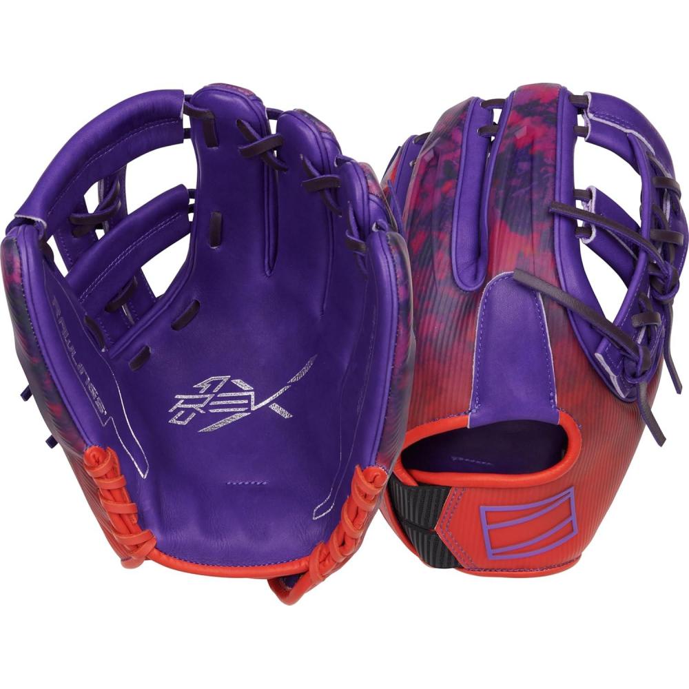 imageRawlings REV1X Baseball Glove Sizes 115 1275 Multiple StylesPurple Orange Split Single Post Web