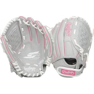 Rawlings | Sure Catch Series Youth Softball Glove | Sizes 10″ – 12.5″ | Multiple Styles(Grey/Pink)