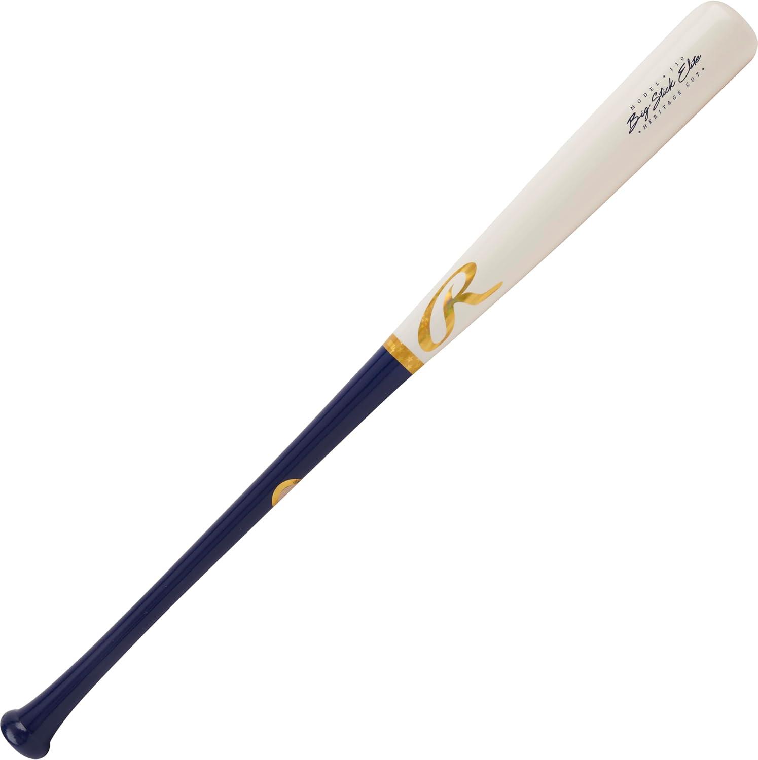 imageRawlings Big Stick Elite Wood Baseball Bat MapleBirchComposite OptionsNatural Navy 110 Birch