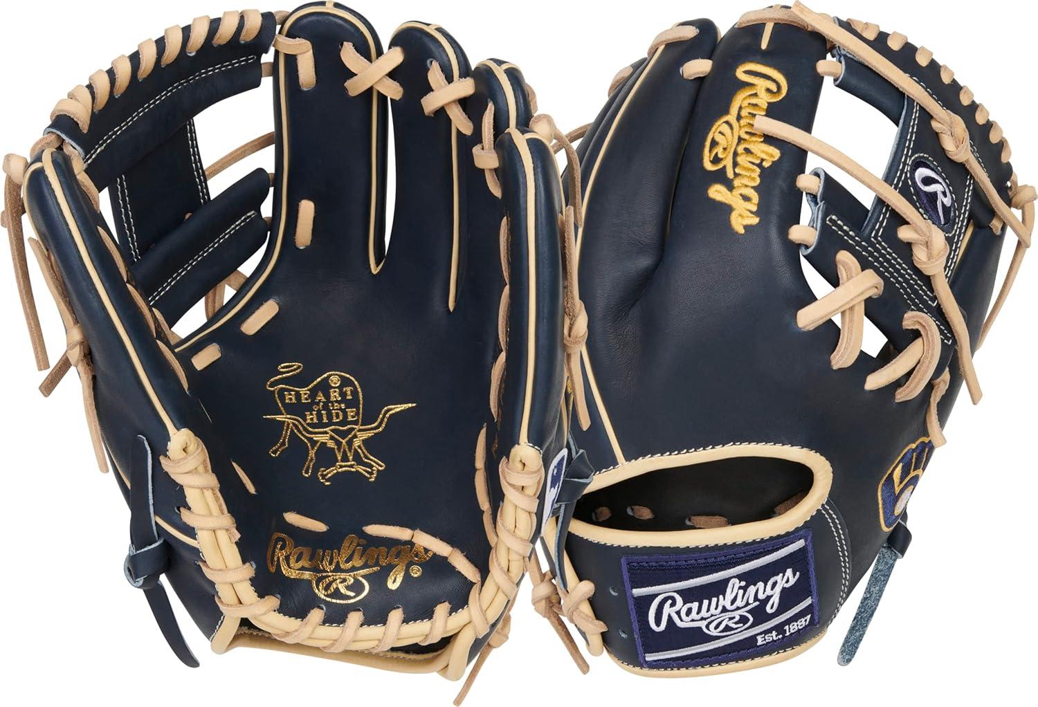 imageRawlings Heart of The Hide MLB Team Logo Baseball Glove All MLB Team Options AvailableMilwaukee Brewers 115 Pro IWeb