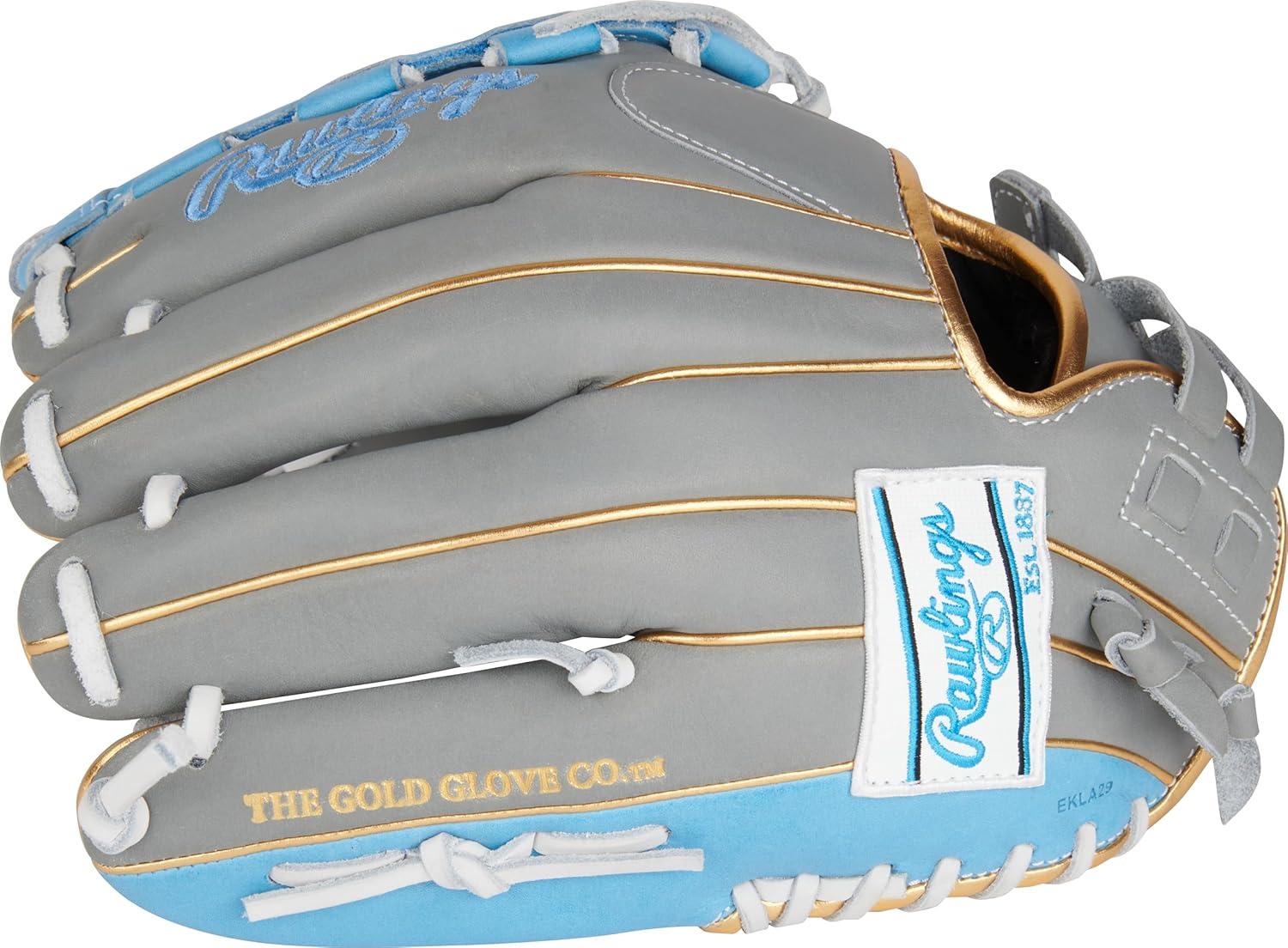 imageRawlings Liberty Advanced Color Series Fastpitch Softball Glove Sizes 1175 13 Multiple StylesGrey Columbia Blue Gold Basket Web