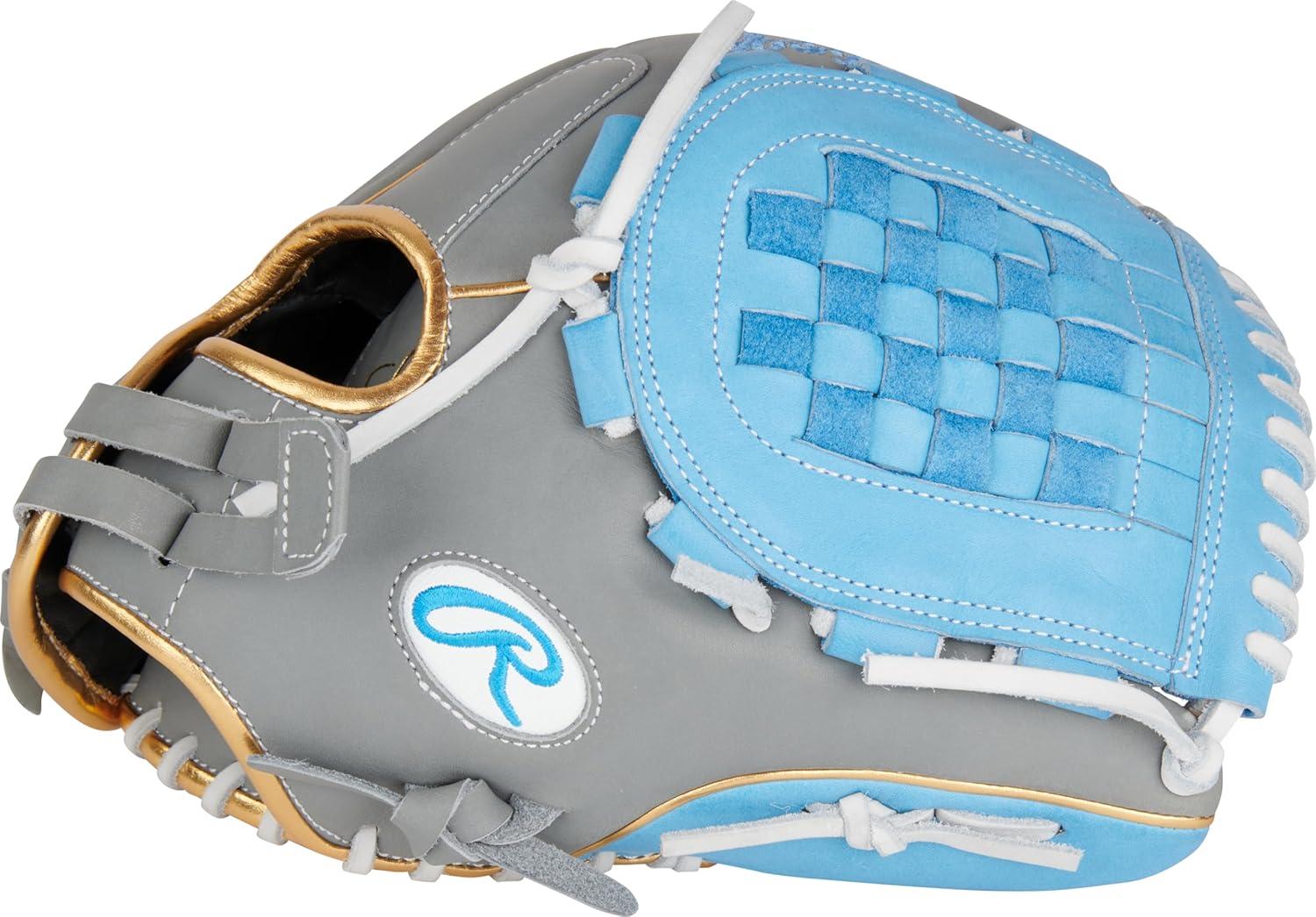 imageRawlings Liberty Advanced Color Series Fastpitch Softball Glove Sizes 1175 13 Multiple StylesGrey Columbia Blue Gold Basket Web