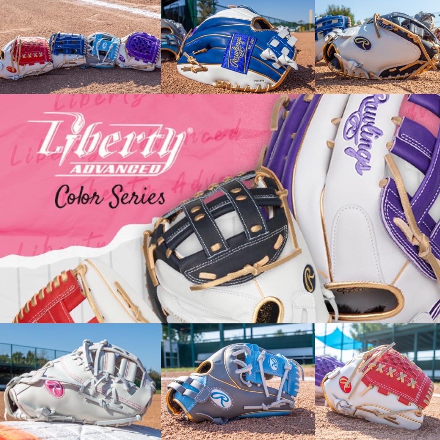 imageRawlings  Liberty Advanced Color Series Fastpitch Softball Glove  Sizes 1175  13  Multiple StylesGrey  Columbia Blue  Gold  Pro H Web