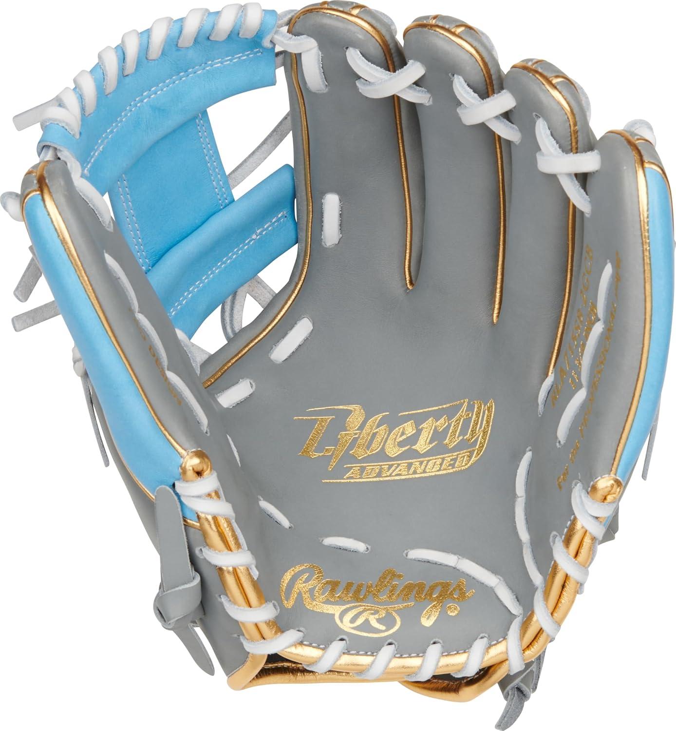 imageRawlings Liberty Advanced Color Series Fastpitch Softball Glove Sizes 1175 13 Multiple StylesGrey Columbia Blue Gold Pro I Web
