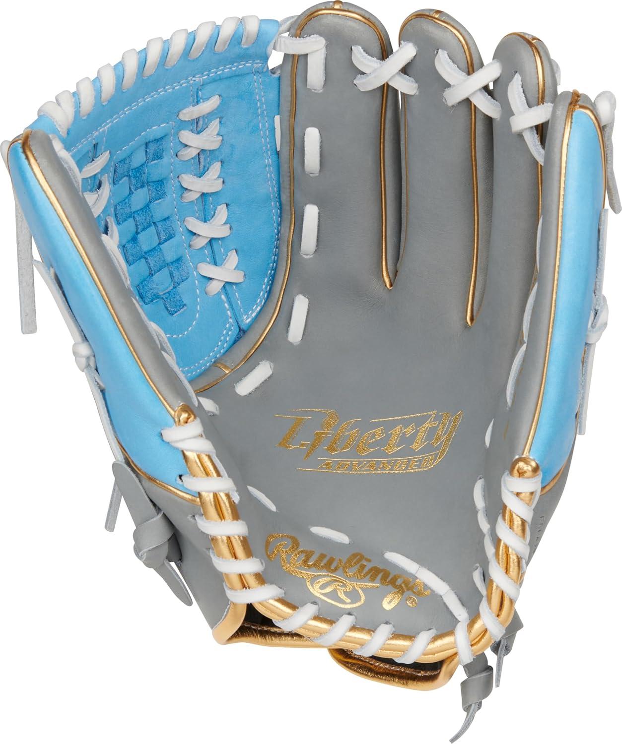 imageRawlings  Liberty Advanced Color Series Fastpitch Softball Glove  Sizes 1175  13  Multiple StylesGrey  Columbia Blue  Gold  XLaced Basket Web