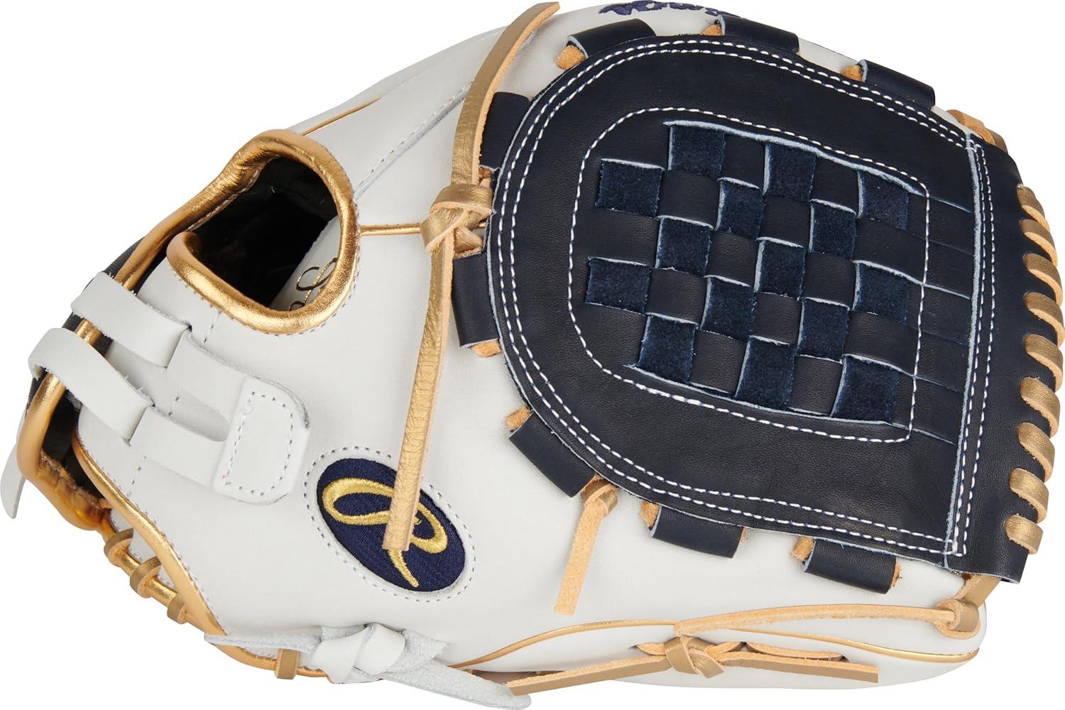 imageRawlings Liberty Advanced Color Series Fastpitch Softball Glove Sizes 1175 13 Multiple StylesWhite Navy Gold Basket Web