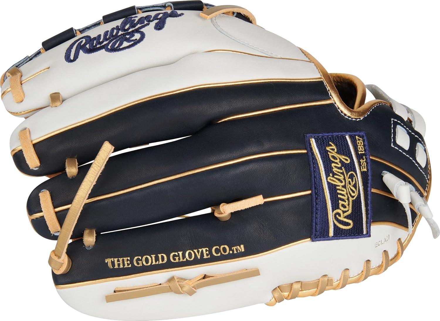 imageRawlings Liberty Advanced Color Series Fastpitch Softball Glove Sizes 1175 13 Multiple StylesWhite Navy Gold Basket Web