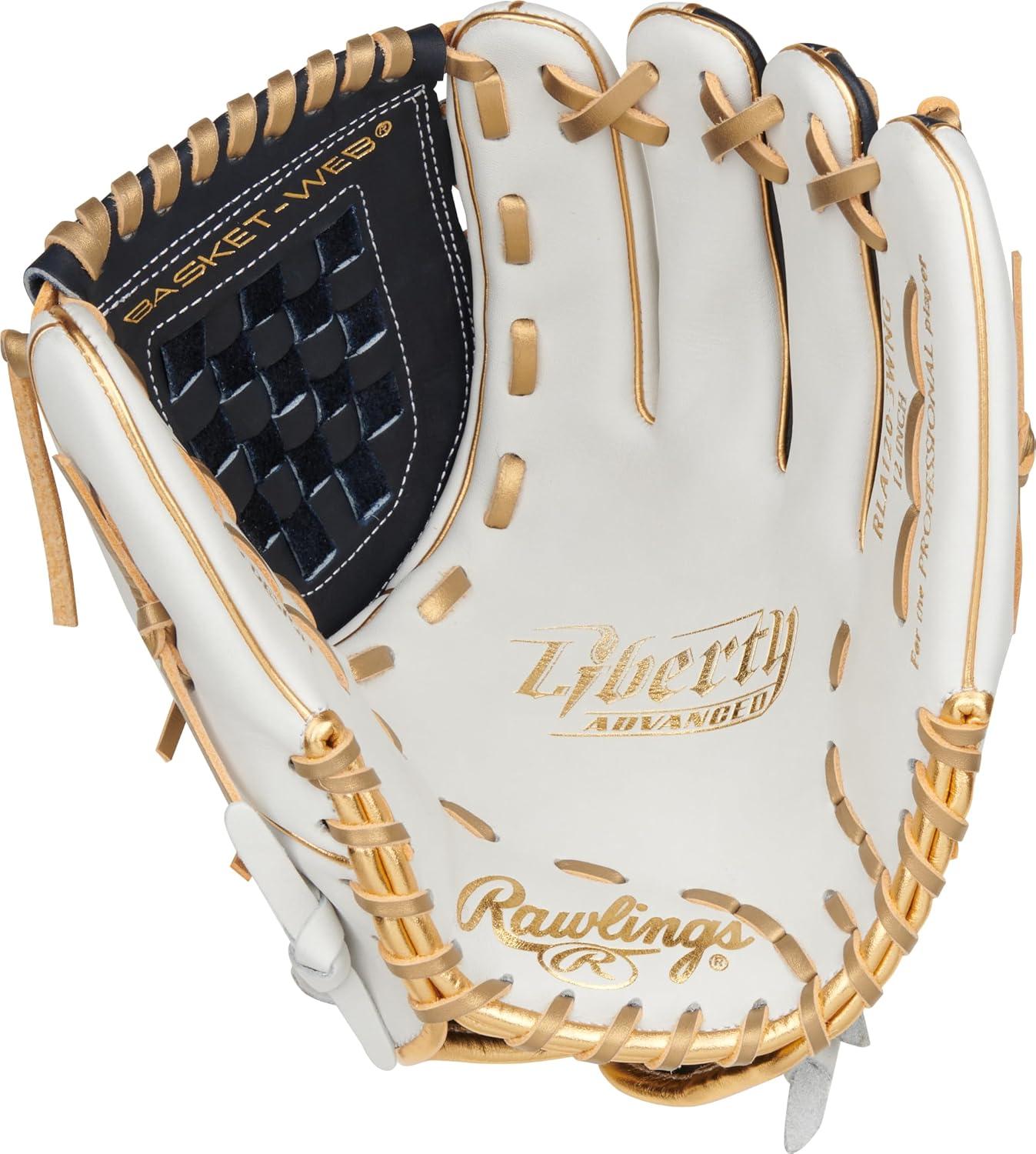 imageRawlings Liberty Advanced Color Series Fastpitch Softball Glove Sizes 1175 13 Multiple StylesWhite Navy Gold Basket Web