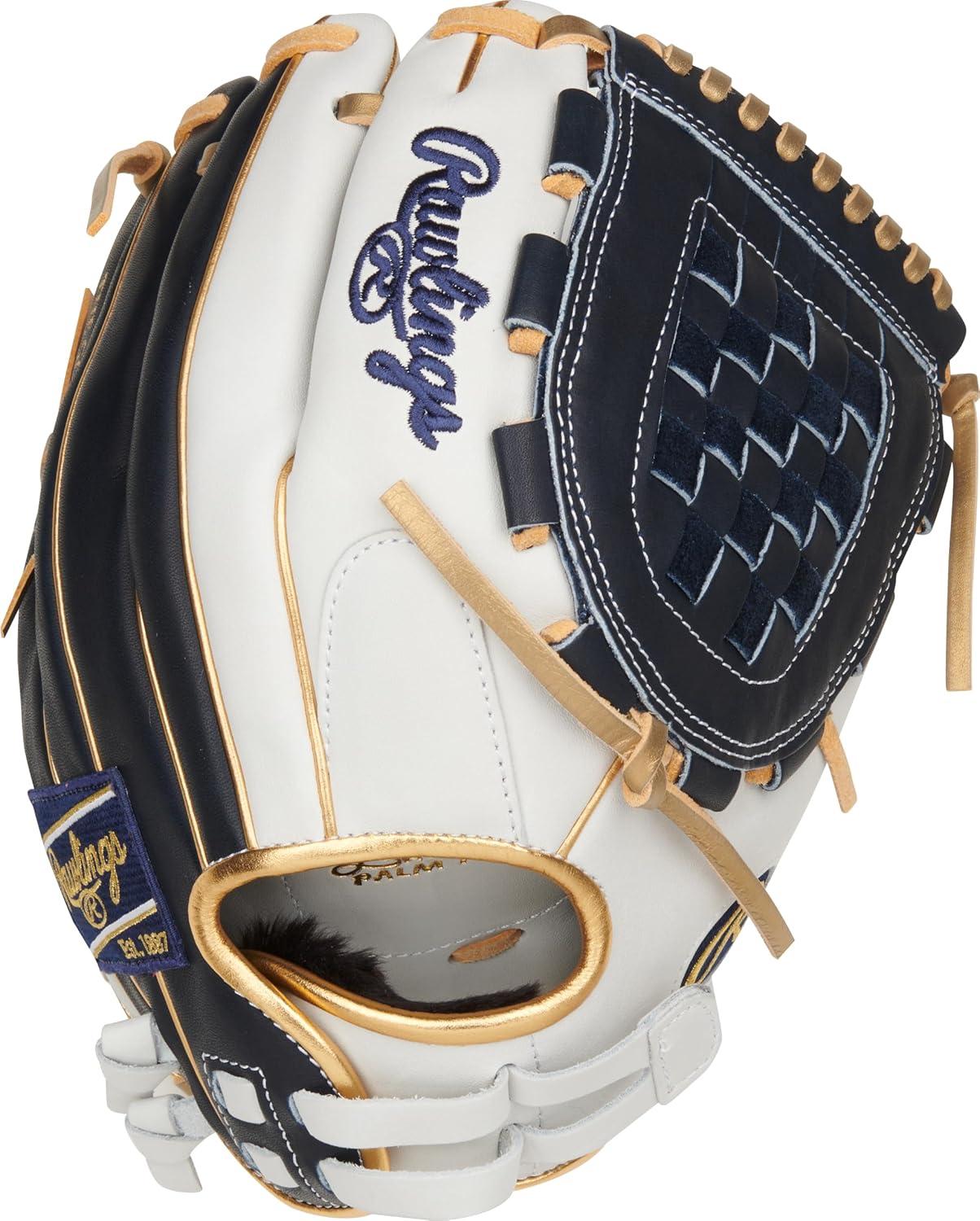 imageRawlings Liberty Advanced Color Series Fastpitch Softball Glove Sizes 1175 13 Multiple StylesWhite Navy Gold Basket Web