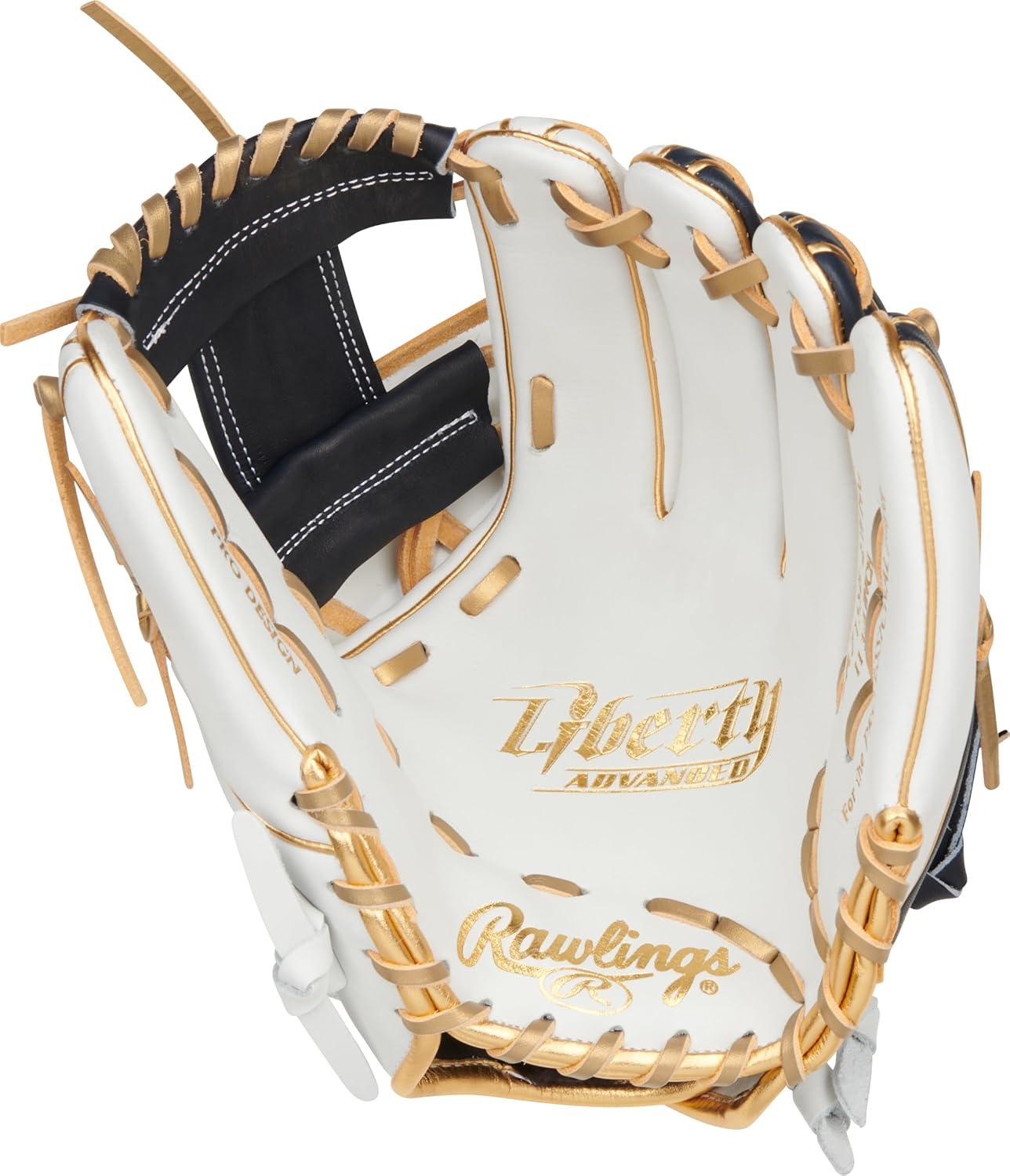 imageRawlings Liberty Advanced Color Series Fastpitch Softball Glove Sizes 1175 13 Multiple StylesWhite Navy Gold Pro I Web