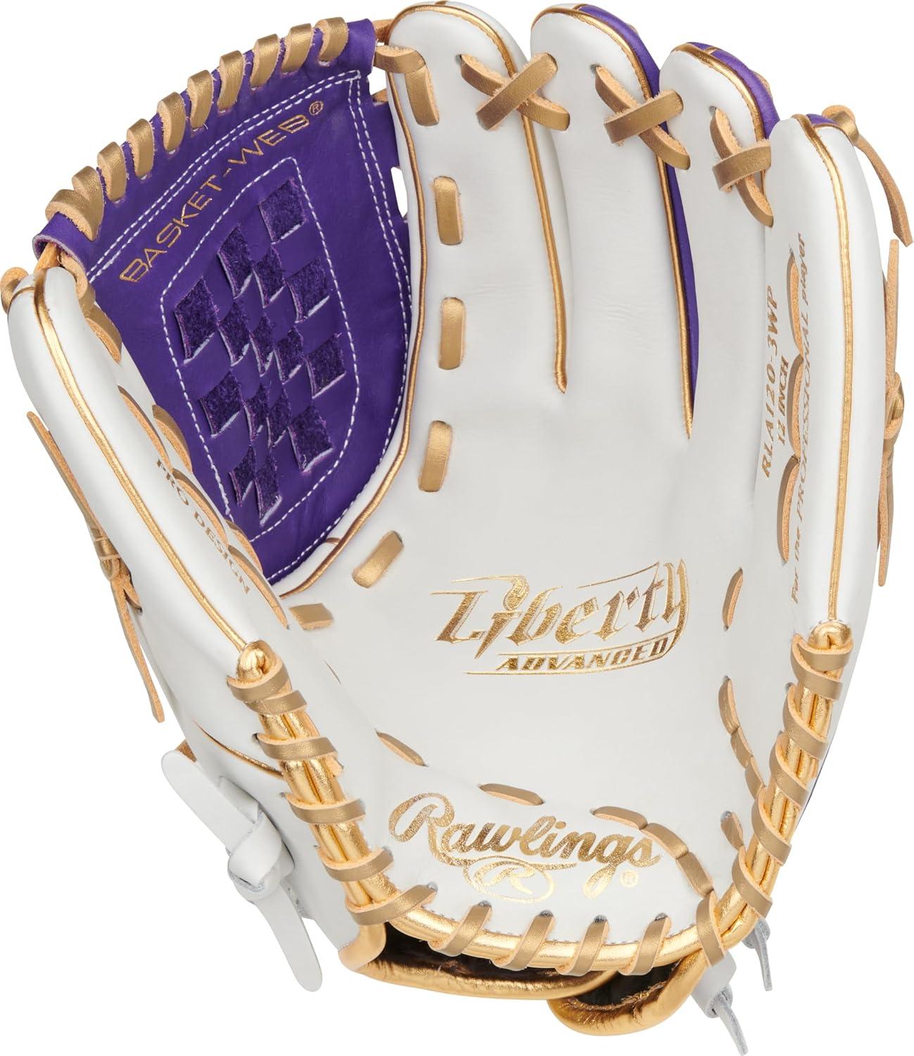 imageRawlings  Liberty Advanced Color Series Fastpitch Softball Glove  Sizes 1175  13  Multiple StylesWhite  Purple  Gold  Basket Web