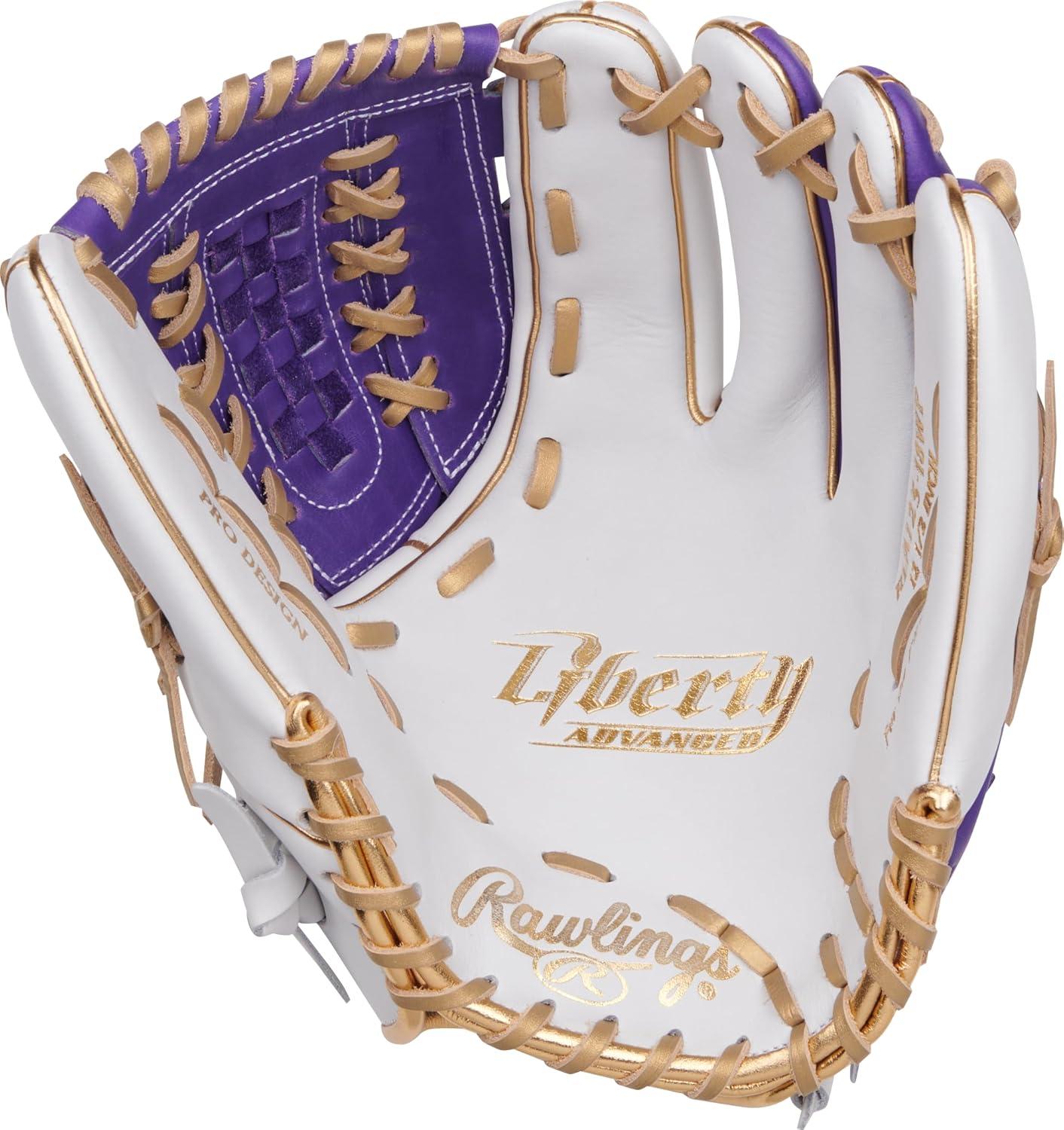imageRawlings  Liberty Advanced Color Series Fastpitch Softball Glove  Sizes 1175  13  Multiple StylesWhite  Purple  Gold  XLaced Basket Web