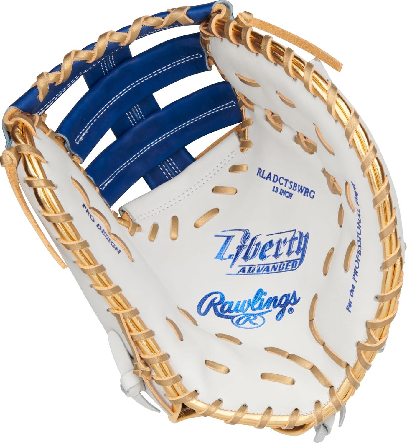 imageRawlings Liberty Advanced Color Series Fastpitch Softball Glove Sizes 1175 13 Multiple StylesWhite Royal Gold Single Post DoubleBar Web