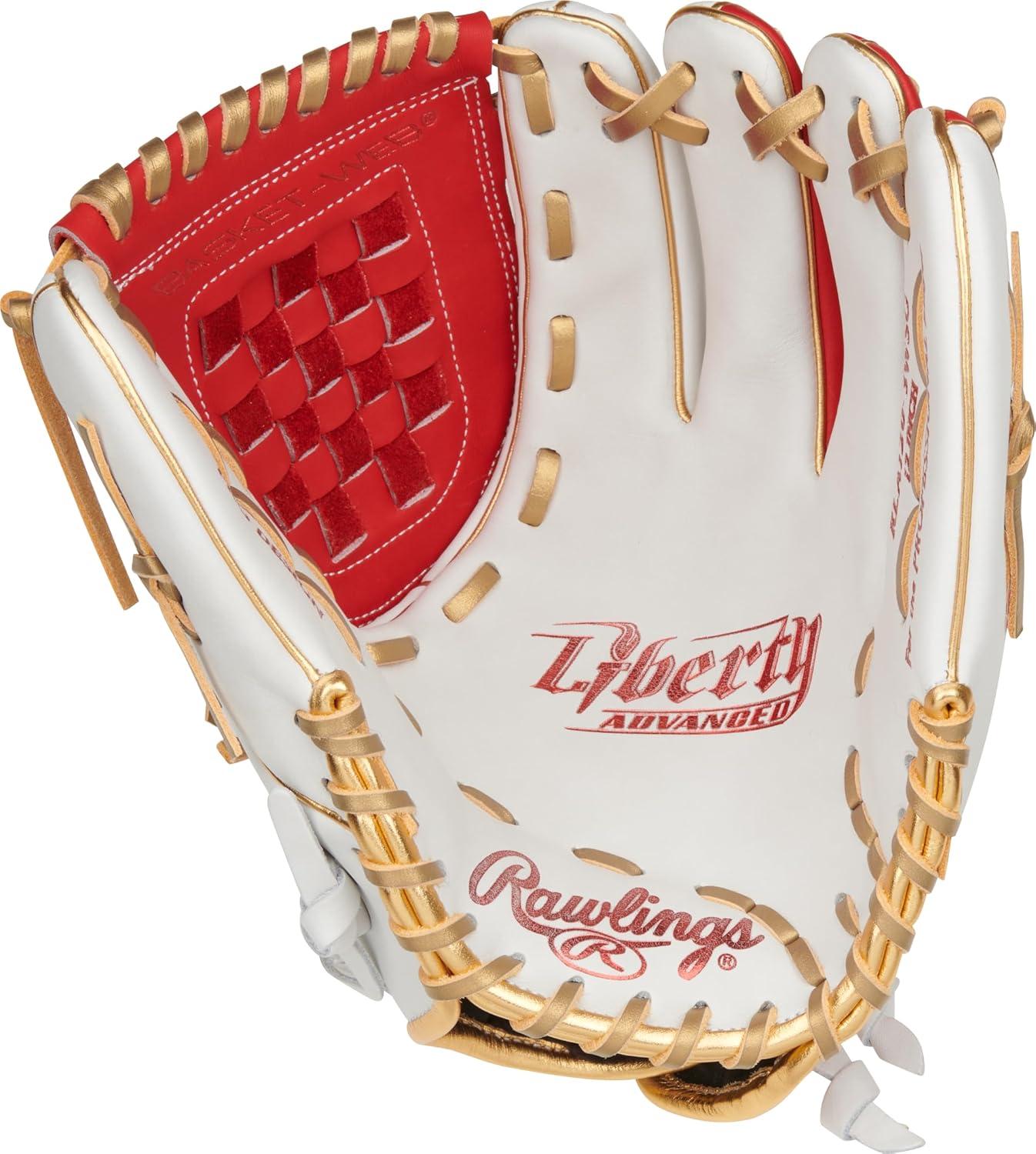 imageRawlings  Liberty Advanced Color Series Fastpitch Softball Glove  Sizes 1175  13  Multiple StylesWhite  Scarlet  Gold  Basket Web
