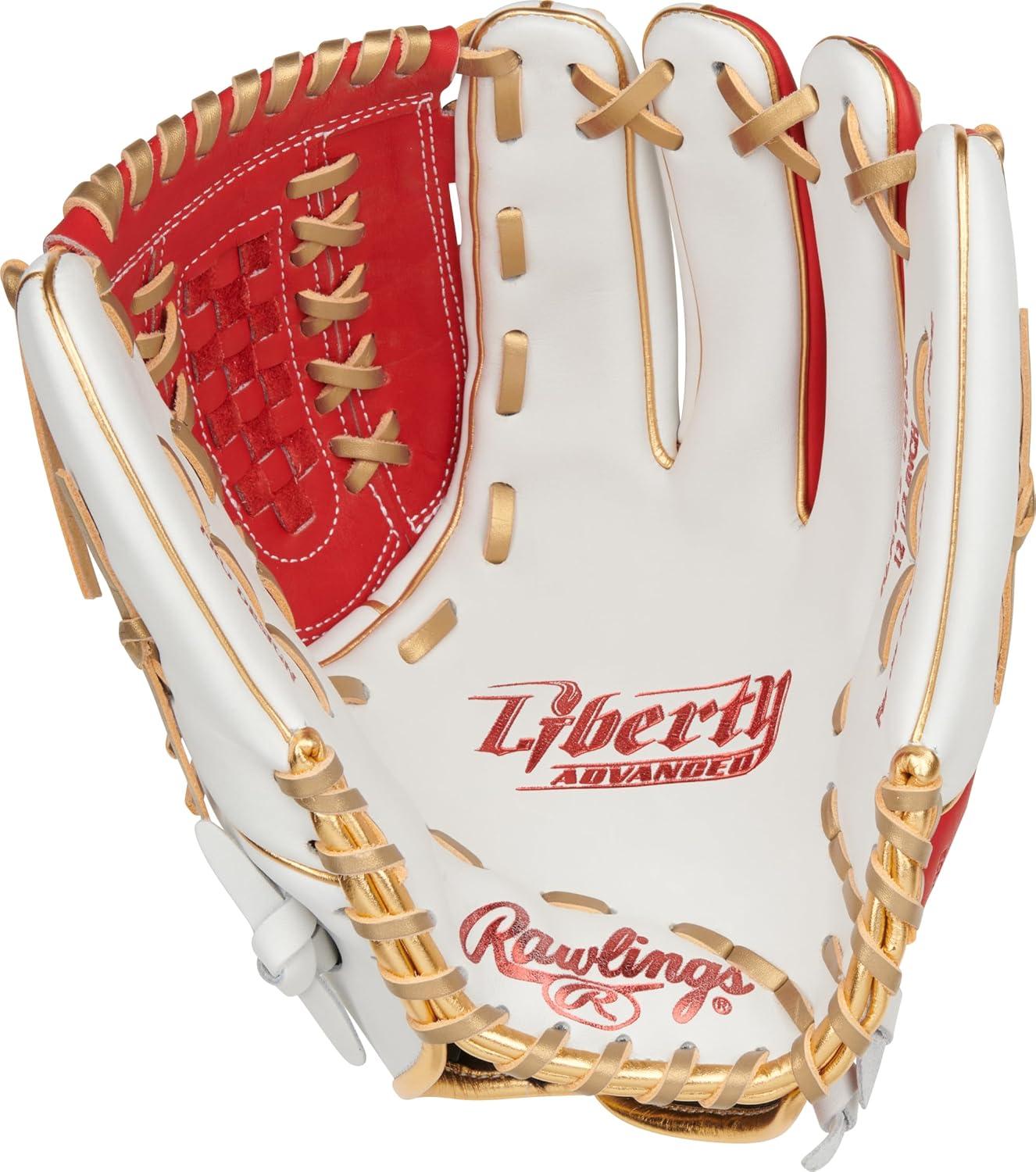 imageRawlings  Liberty Advanced Color Series Fastpitch Softball Glove  Sizes 1175  13  Multiple StylesWhite  Scarlet  Gold  XLaced Basket Web
