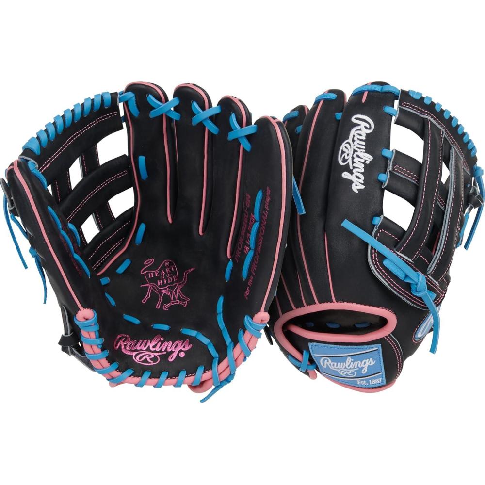 imageRawlings  Heart of The Hide Baseball Glove  Youth Contour Fit Models  Advanced Breakin  Sizes 115  125  Multiple StylesBlack  Columbia Blue  Pink  Pro H Web