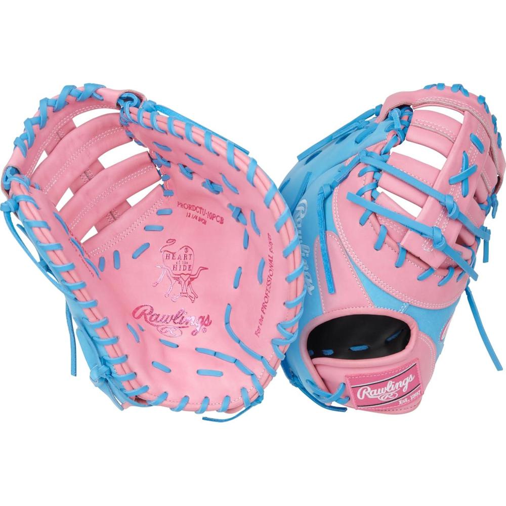 imageRawlings  Heart of The Hide Baseball Glove  Youth Contour Fit Models  Advanced Breakin  Sizes 115  125  Multiple StylesPink  Columbia Blue  Single Post Double Bar Web
