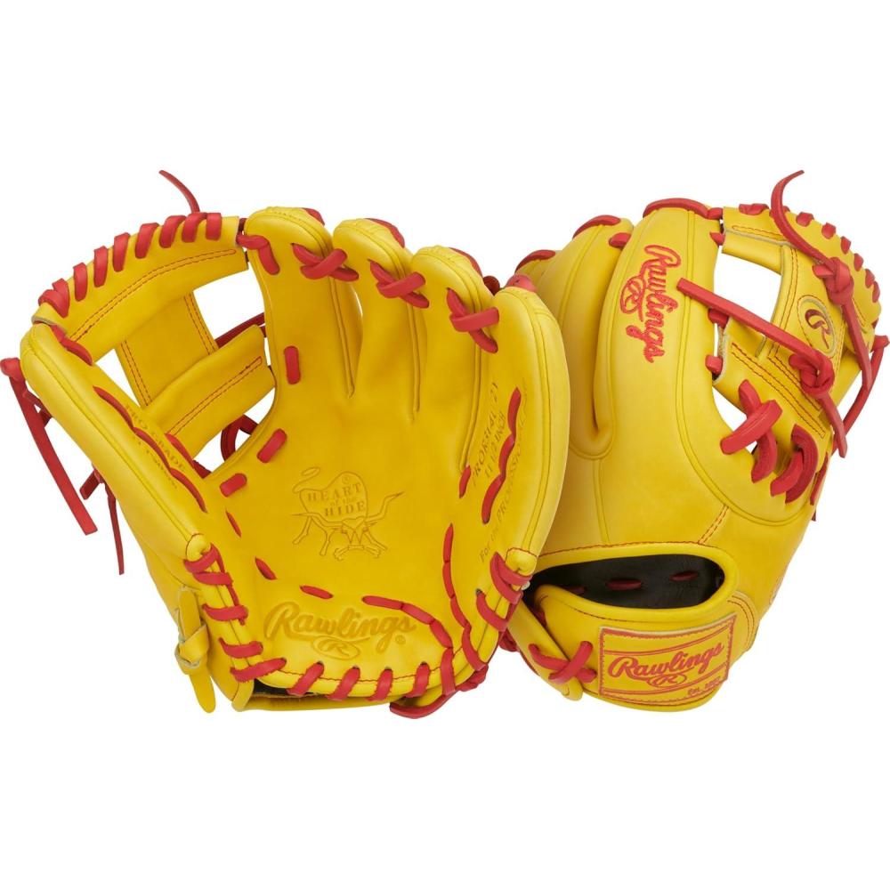 imageRawlings  Heart of The Hide Baseball Glove  Youth Contour Fit Models  Advanced Breakin  Sizes 115  125  Multiple StylesYellow  Scarlet  Pro I Web